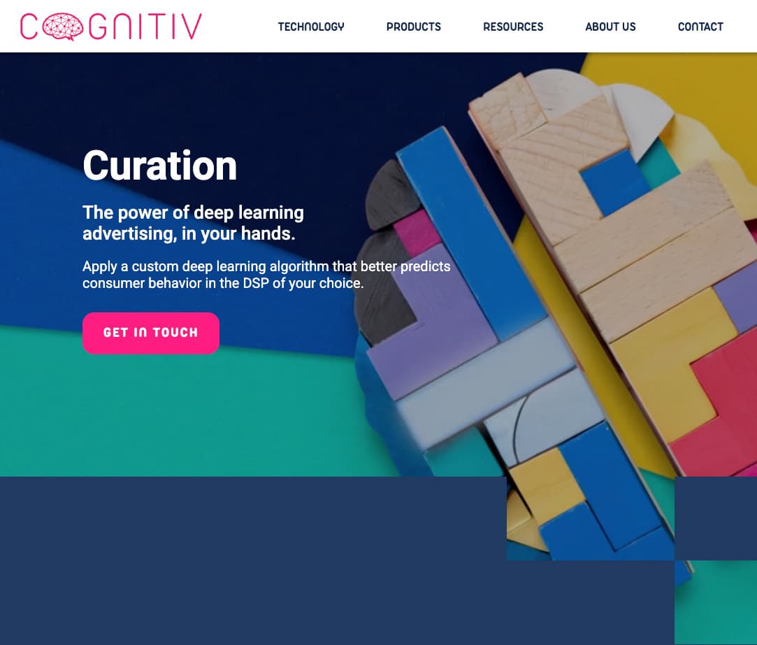 Cognitiv Site - Showing the hero area of the site