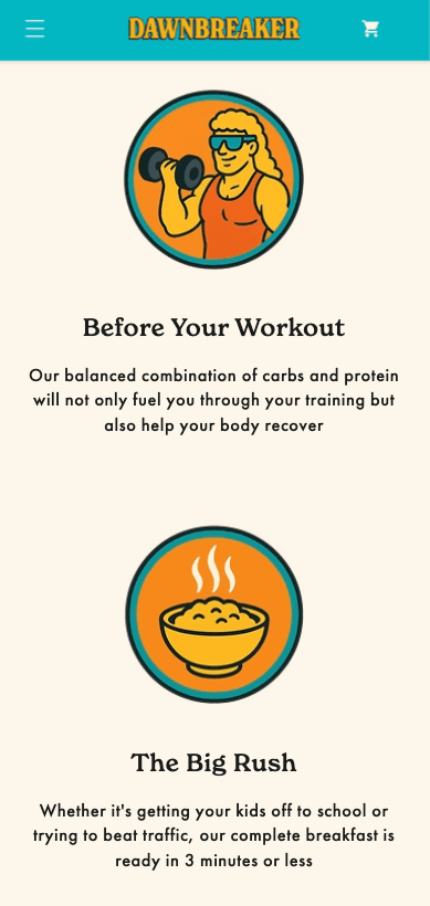 Dawnbreaker - Another view of the Dawnbreaker website, highlighting its modern design and functionality.