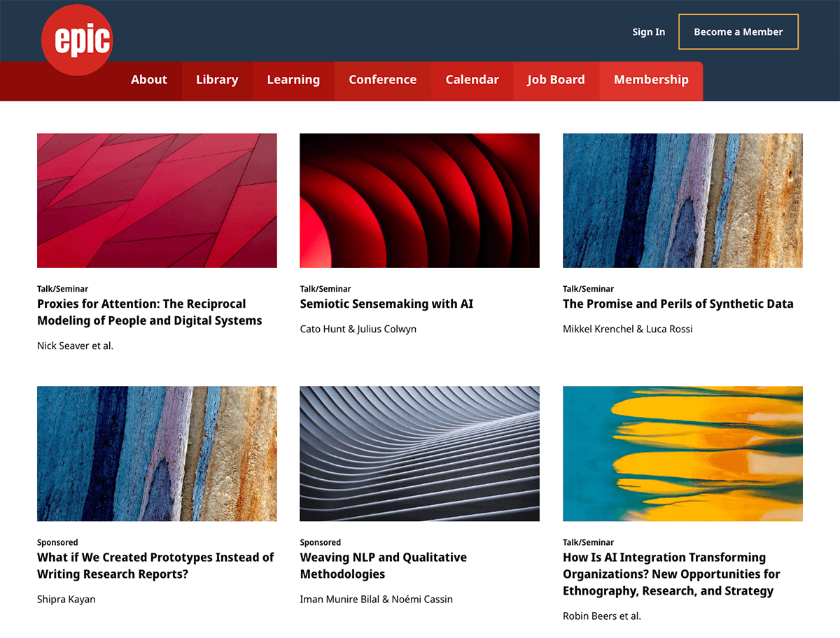 EPIC People Site - Showing the hero area of the site