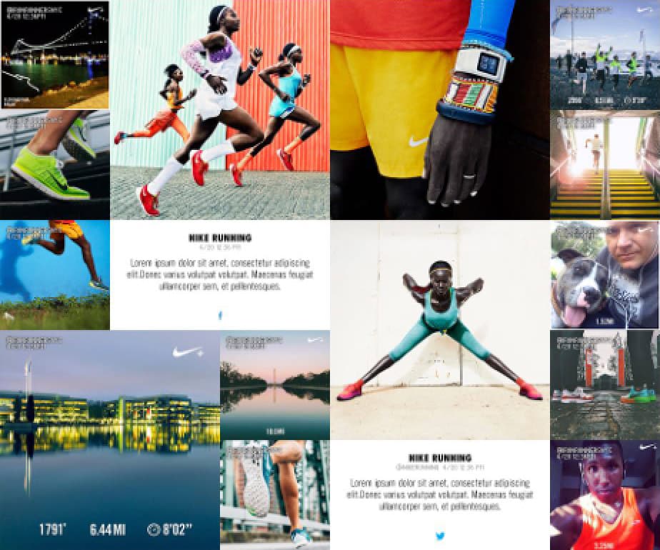 Nike Social Wall CMS - A representation of the Nike Social Wall CMS, demonstrating its use in-store for product displays.